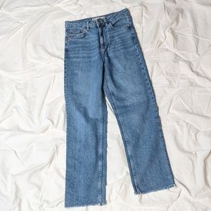 Topshop high rise ankle length straight leg jeans